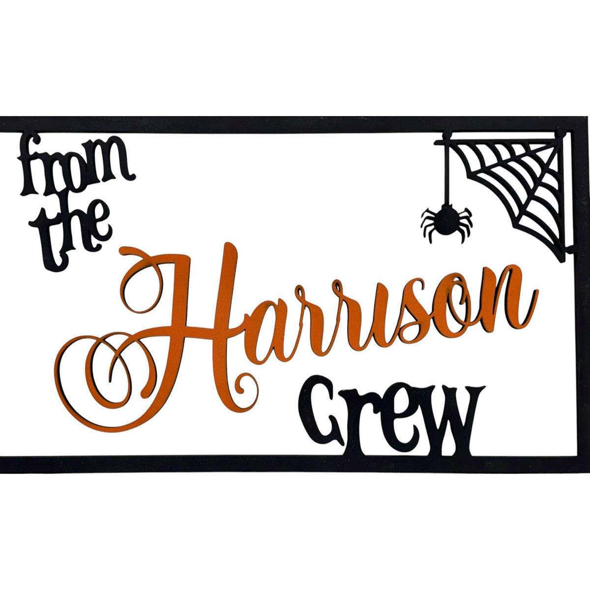 Personalized Halloween BOO Crew Door Sign; Fall Family Name Door Hanger Decor; Farmhouse Porch Entryway Rectangular Decoration