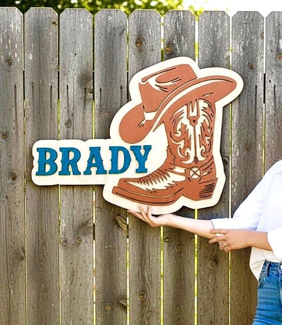 Cowboy or Cowgirl Baby Nursery Name Sign