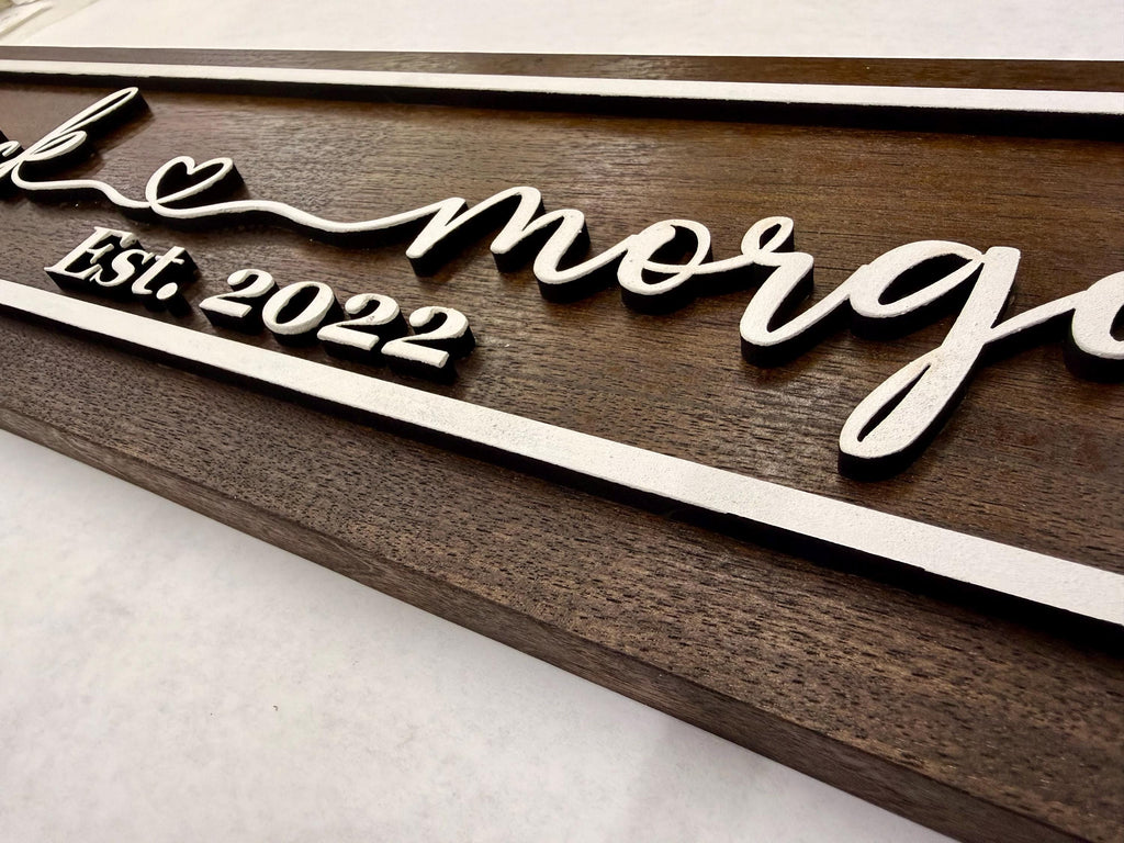 Custom Heart Couples Name Sign; Personalized Gift for Husband, Wife, Fiance, Wedding, Anniversary Gift; Solid Wood Wall Display; Farmhouse
