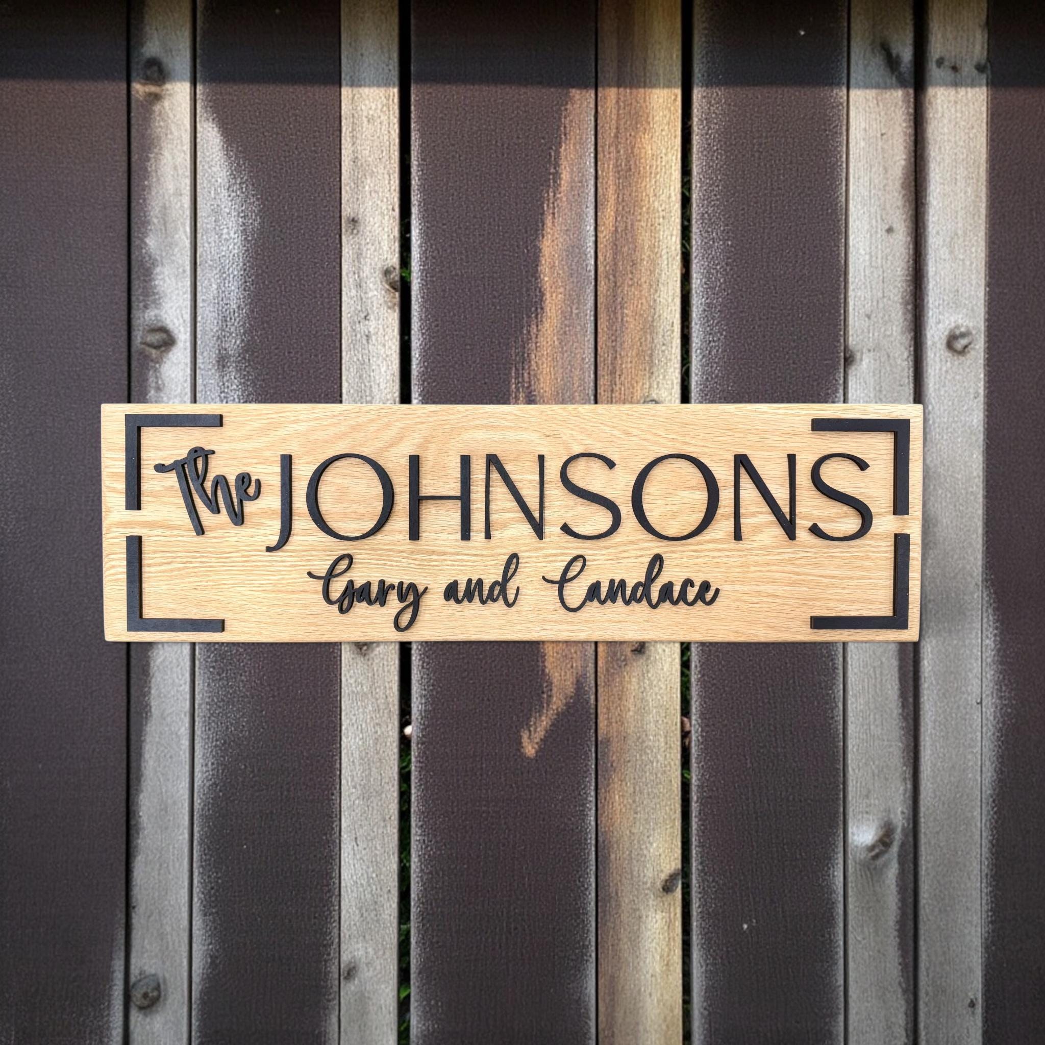 Custom Oak Family Name Sign