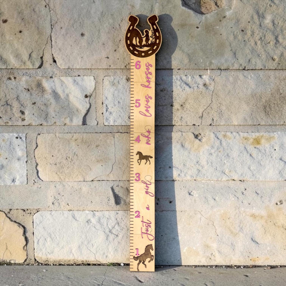 Girl Nursery Growth Chart | 3D Birch Wood Height Chart | Horse Cowgirl Ruler | Personalized Horse Decor | Just a Girl Who Loves Horses