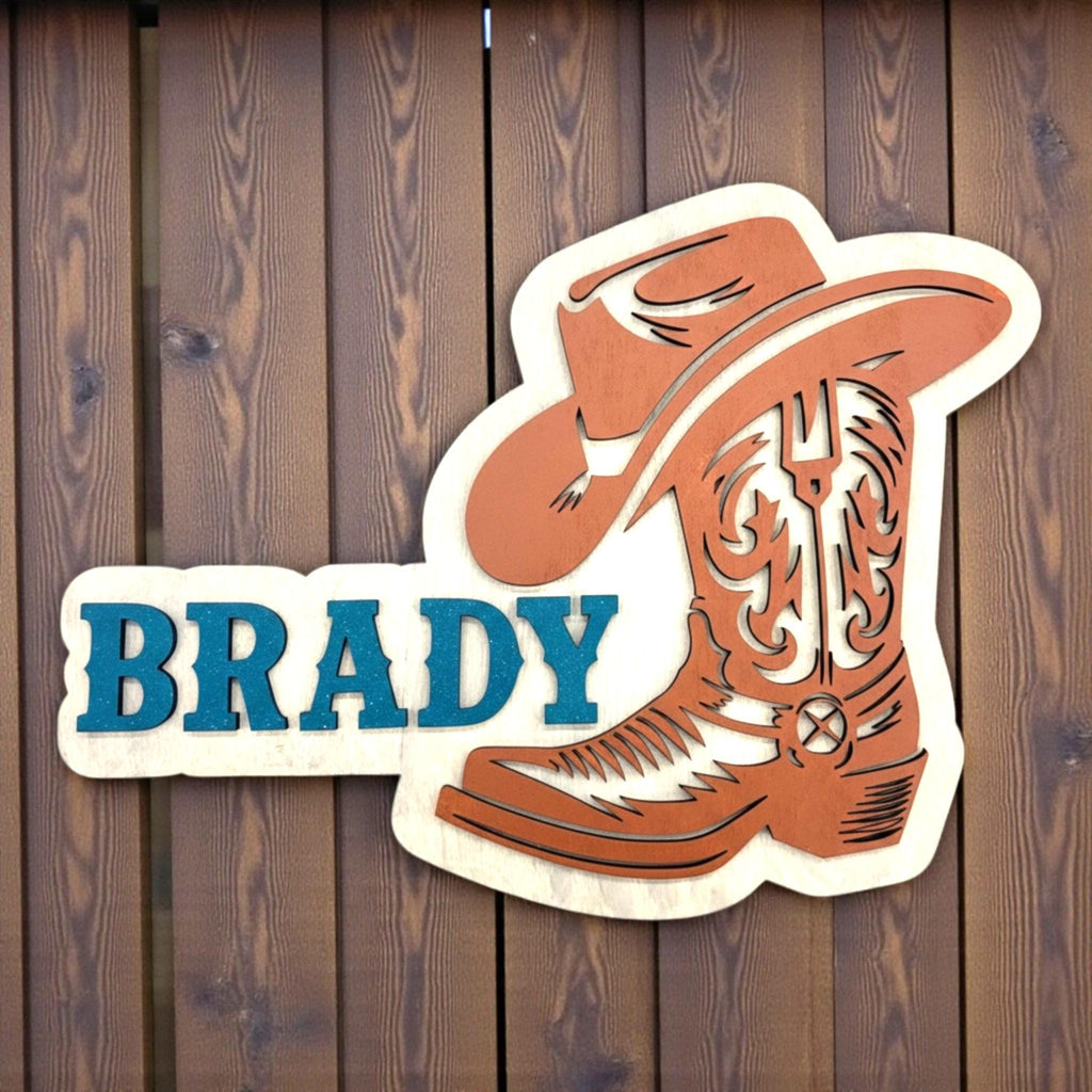 Cowboy or Cowgirl Baby Nursery Name Sign