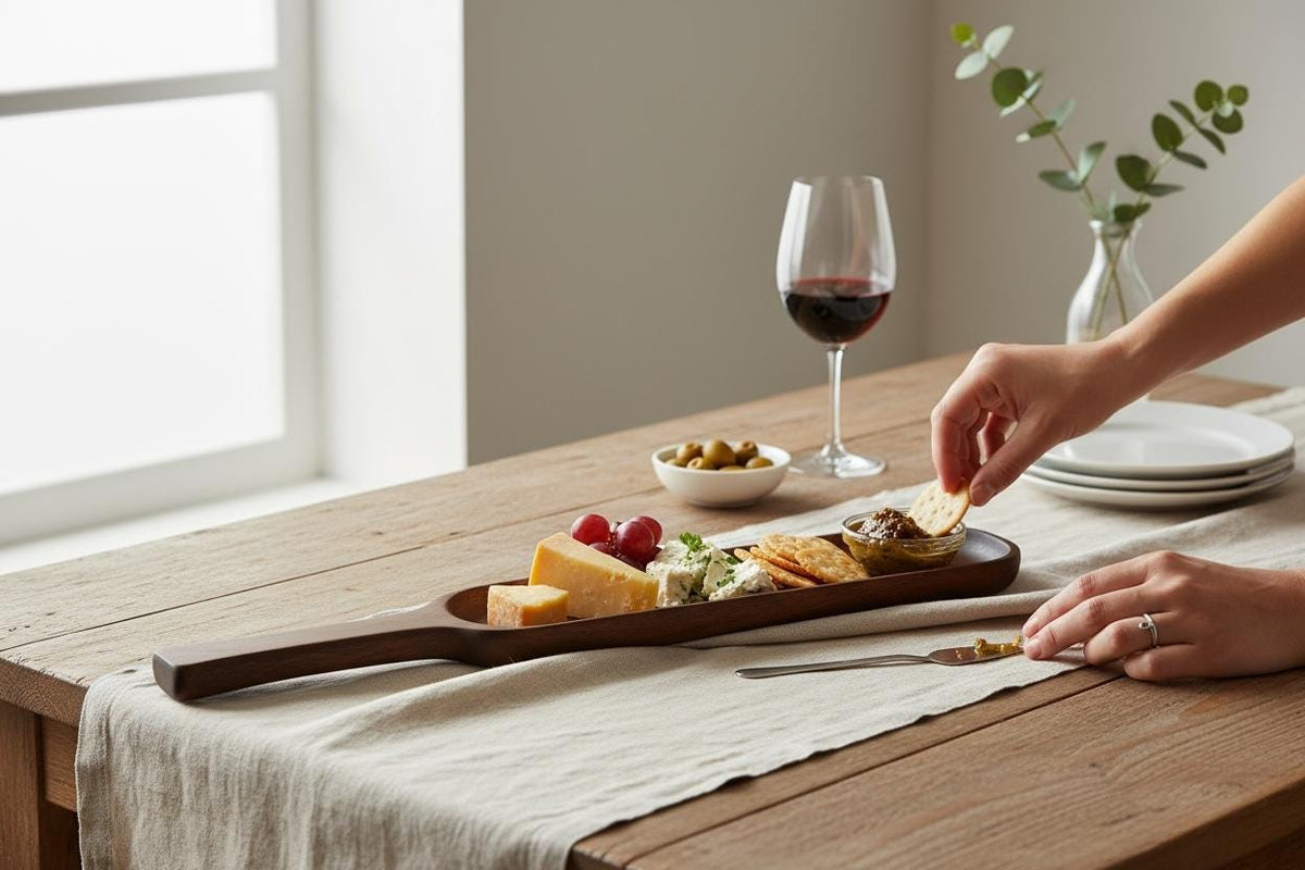 Handcrafted Walnut Serving Tray: Rectangular Charcuterie Board Snack Tray
