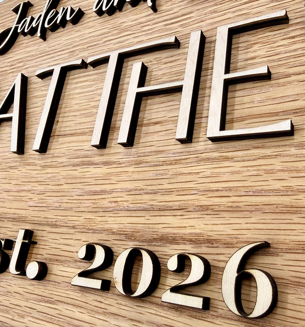 Personalized Couples and Family Name Laurel Wreath Design Sign