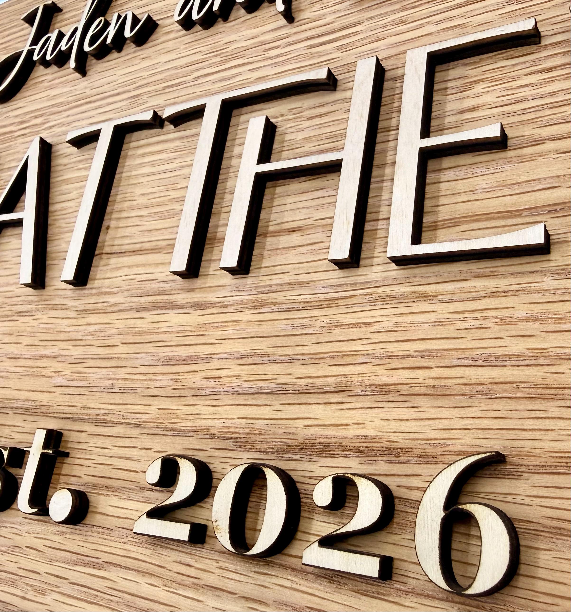 Personalized Couples and Family Name Laurel Wreath Design Sign