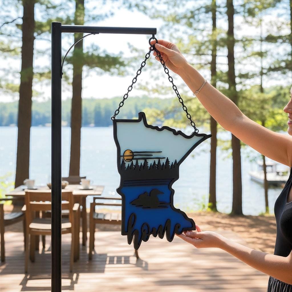 Minnesota Loon Home Sign; 3D Lake Nature Scene; Housewarming, Birthday, Wedding Gift, Outdoor Sign for Camper; Multi-Layer Up North Decor;