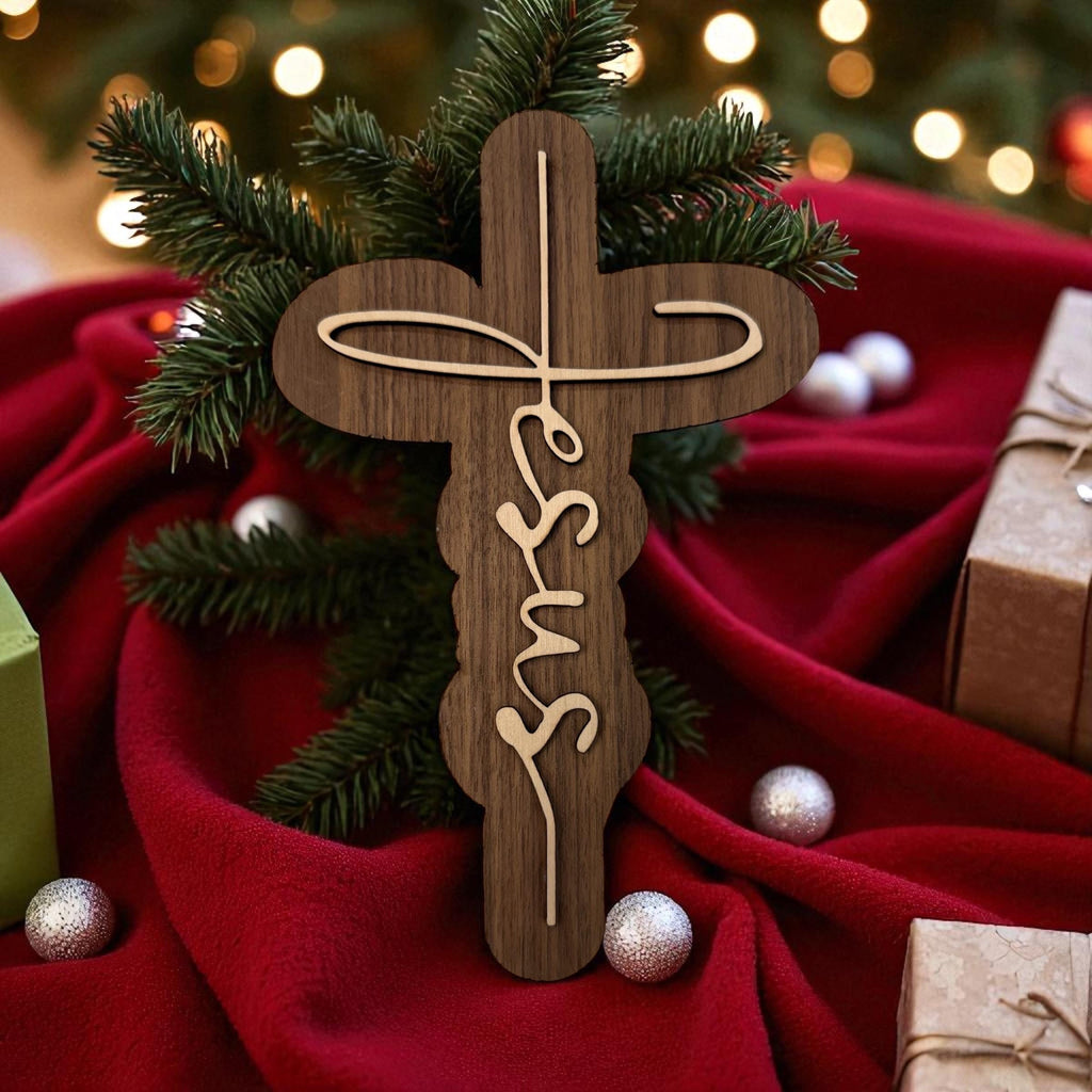 Wood Laser Cutout Cross—Jesus