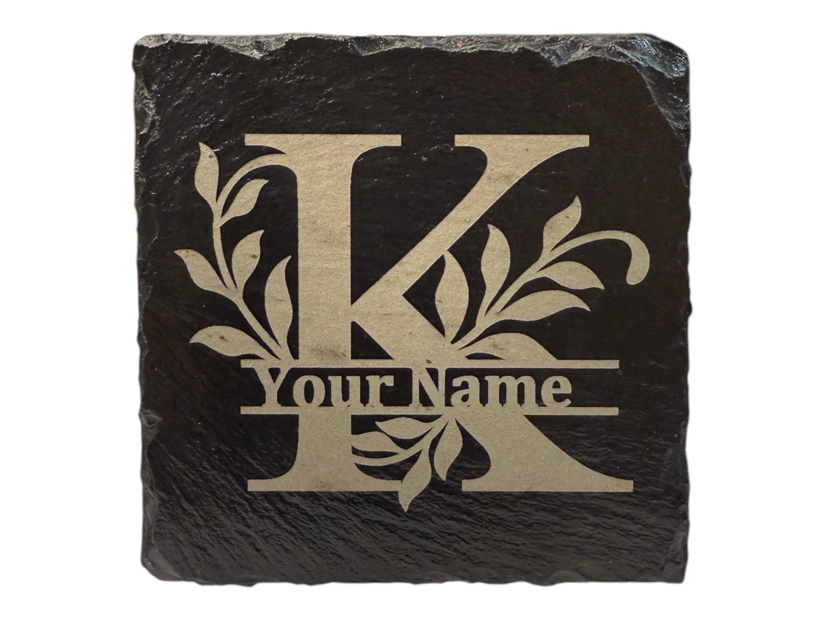 Personalized Monogram Square Slate Drink Coasters, Set of 4