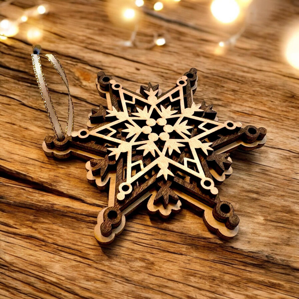 Laser Cut Birch 3D Ornament, Rustic Christmas Decor