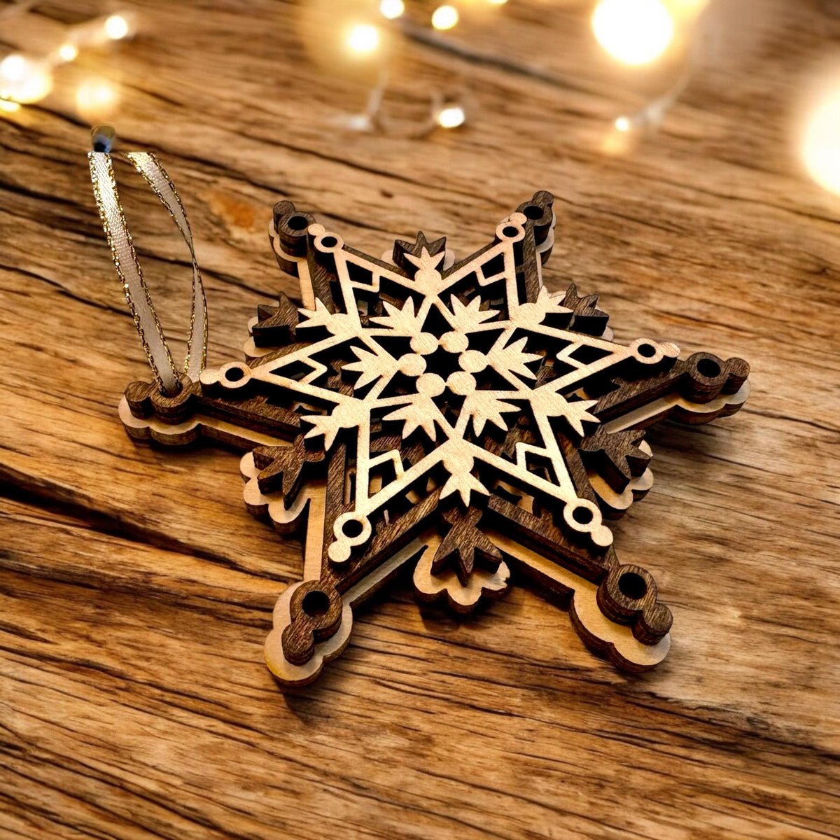 Laser Cut Birch 3D Ornament, Rustic Christmas Decor
