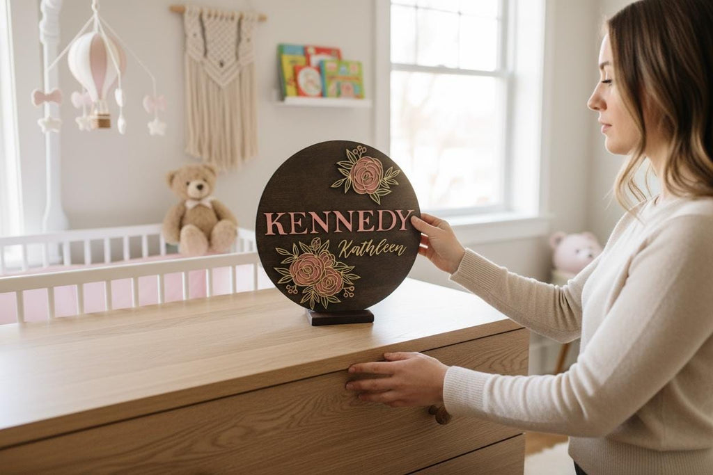 Custom Girl Name Flower Sign | Personalized Multilayer 3D Nursery or Kids Room Decor