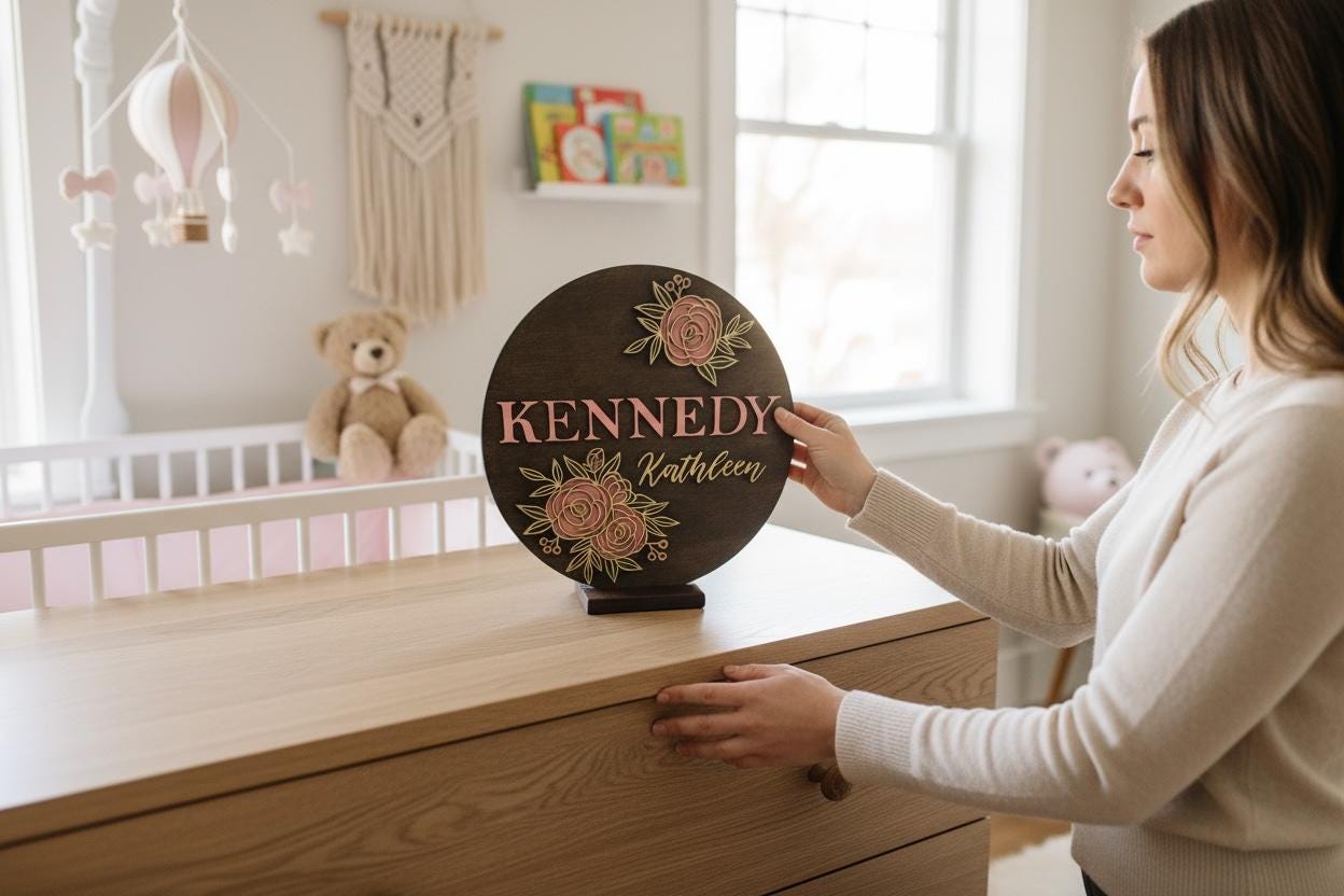 Custom Girl Name Flower Sign | Personalized Multilayer 3D Nursery or Kids Room Decor