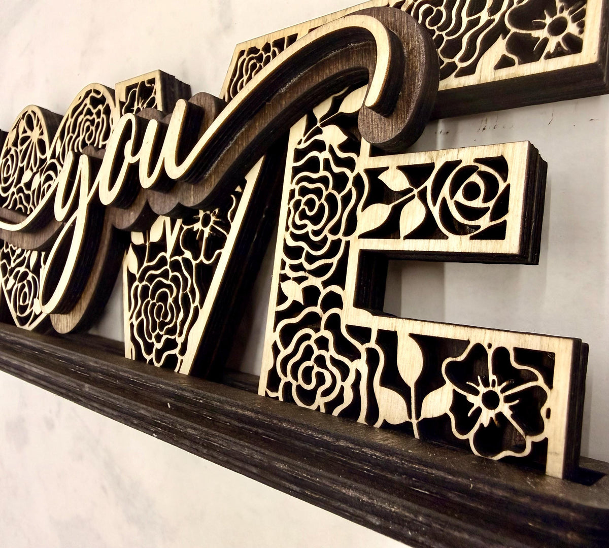 Layered Wooden Love Decor, Romantic Shelf Sign