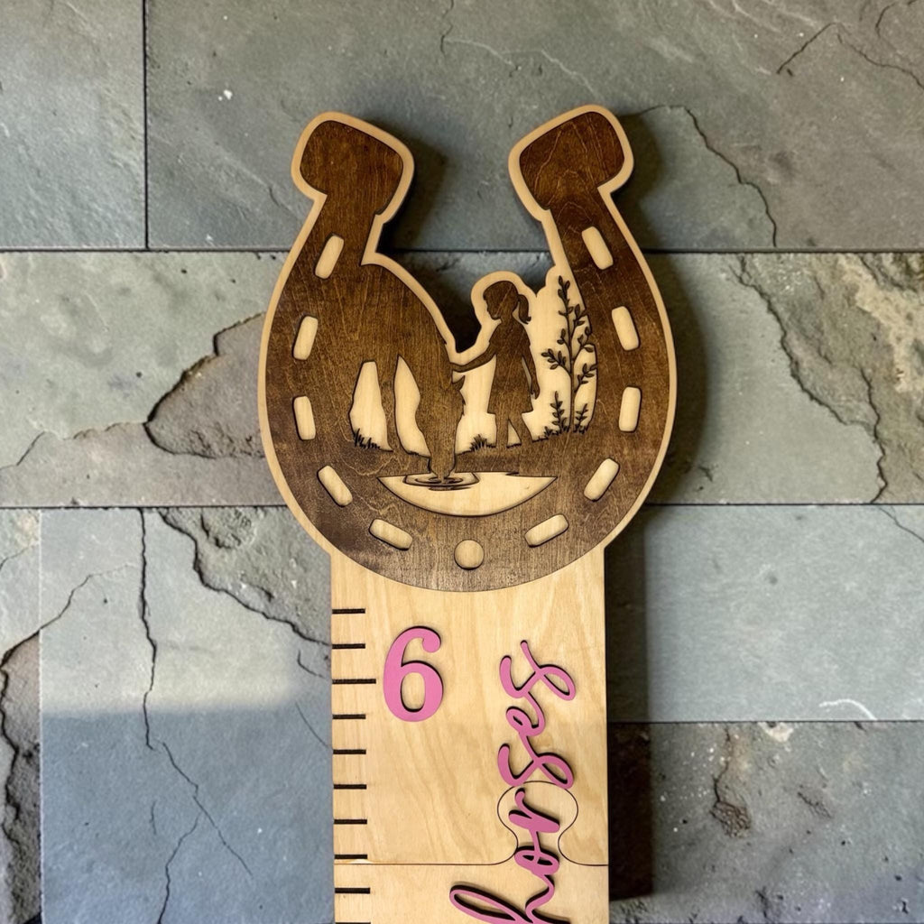 Girl Nursery Growth Chart | 3D Birch Wood Height Chart | Horse Cowgirl Ruler | Personalized Horse Decor | Just a Girl Who Loves Horses
