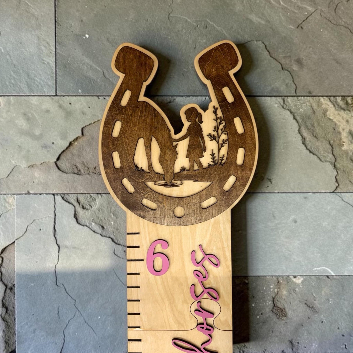 Girl Nursery Growth Chart | 3D Birch Wood Height Chart | Horse Cowgirl Ruler | Personalized Horse Decor | Just a Girl Who Loves Horses