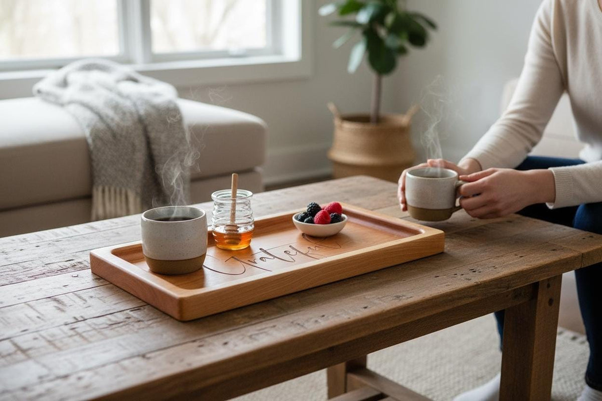Grateful Engraved Cherry Charcuterie Board/ Rectangle Serving Tray