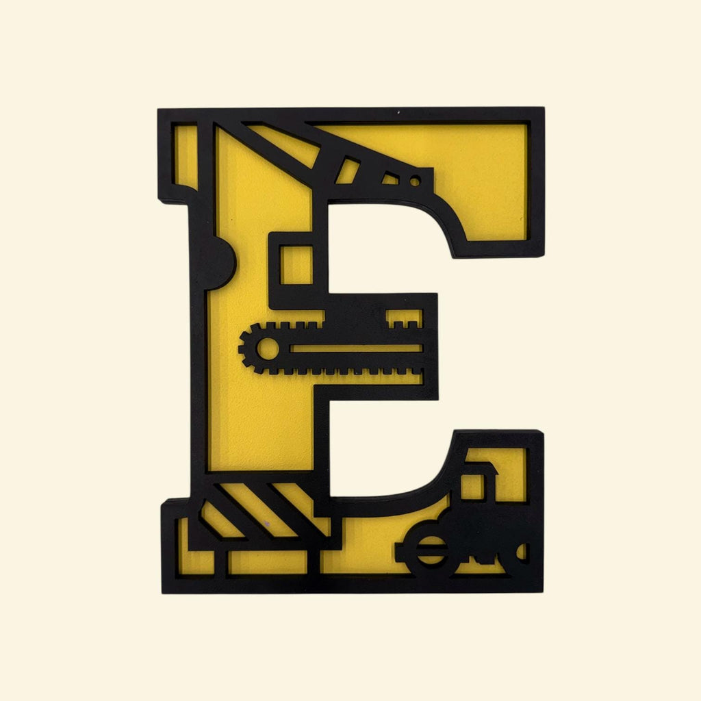 Multi-Layered Construction Equipment Letters; 3D Alphabet; Excavator Crane Dump Truck Kids Wall Art; Personalized Name Sign for Boys Room
