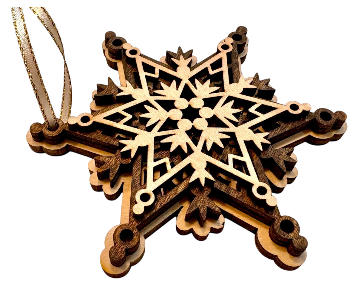 Laser Cut Birch 3D Ornament, Rustic Christmas Decor
