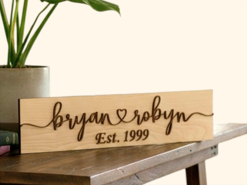 Custom Personalized Heart Couples Name Sign