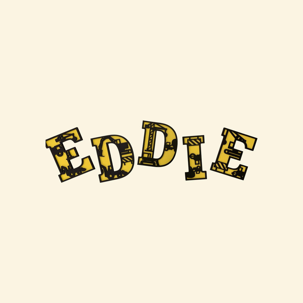Multi-Layered Construction Equipment Letters; 3D Alphabet; Excavator Crane Dump Truck Kids Wall Art; Personalized Name Sign for Boys Room