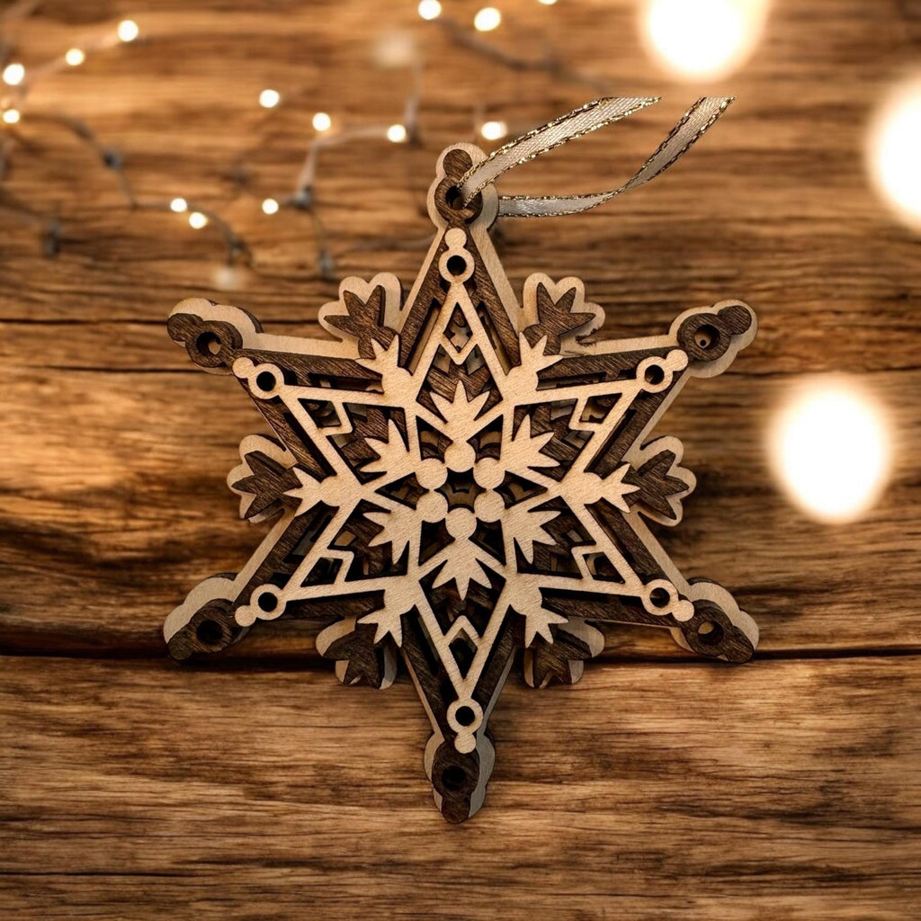 Laser Cut Birch 3D Ornament, Rustic Christmas Decor