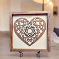 Wood Cutout Heart Picture: Rustic Walnut Frame, Birch Wood Art