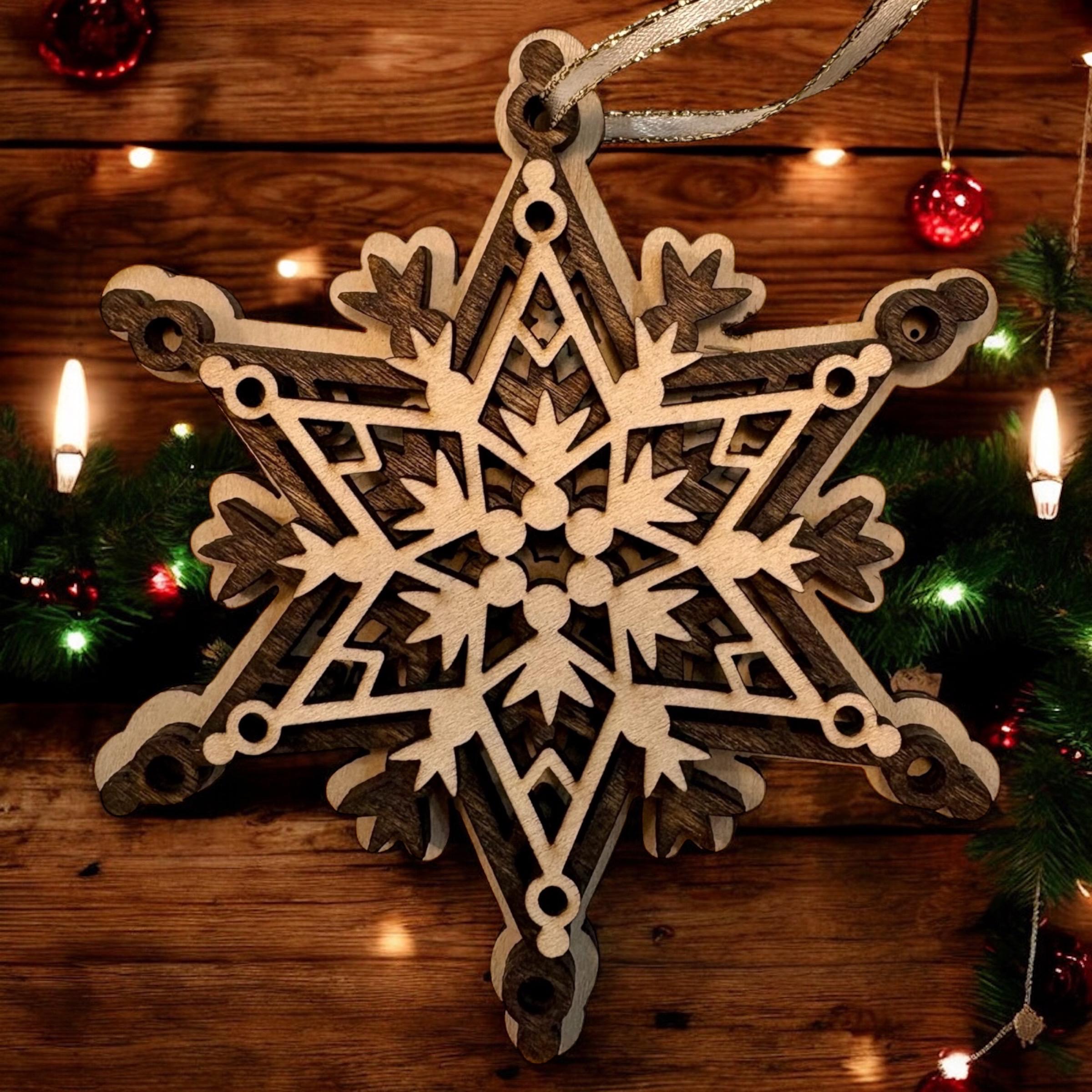 Rustic Laser Cut Birch Multi-Layered Ornament