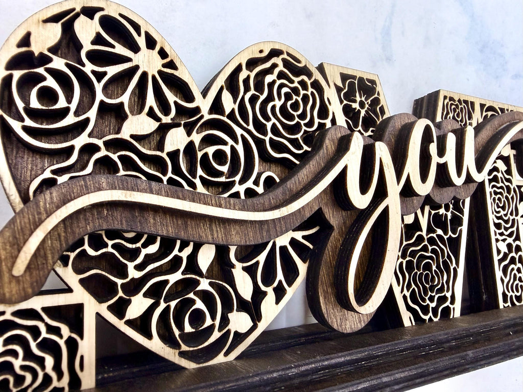 Layered Wooden Love Decor, Romantic Shelf Sign