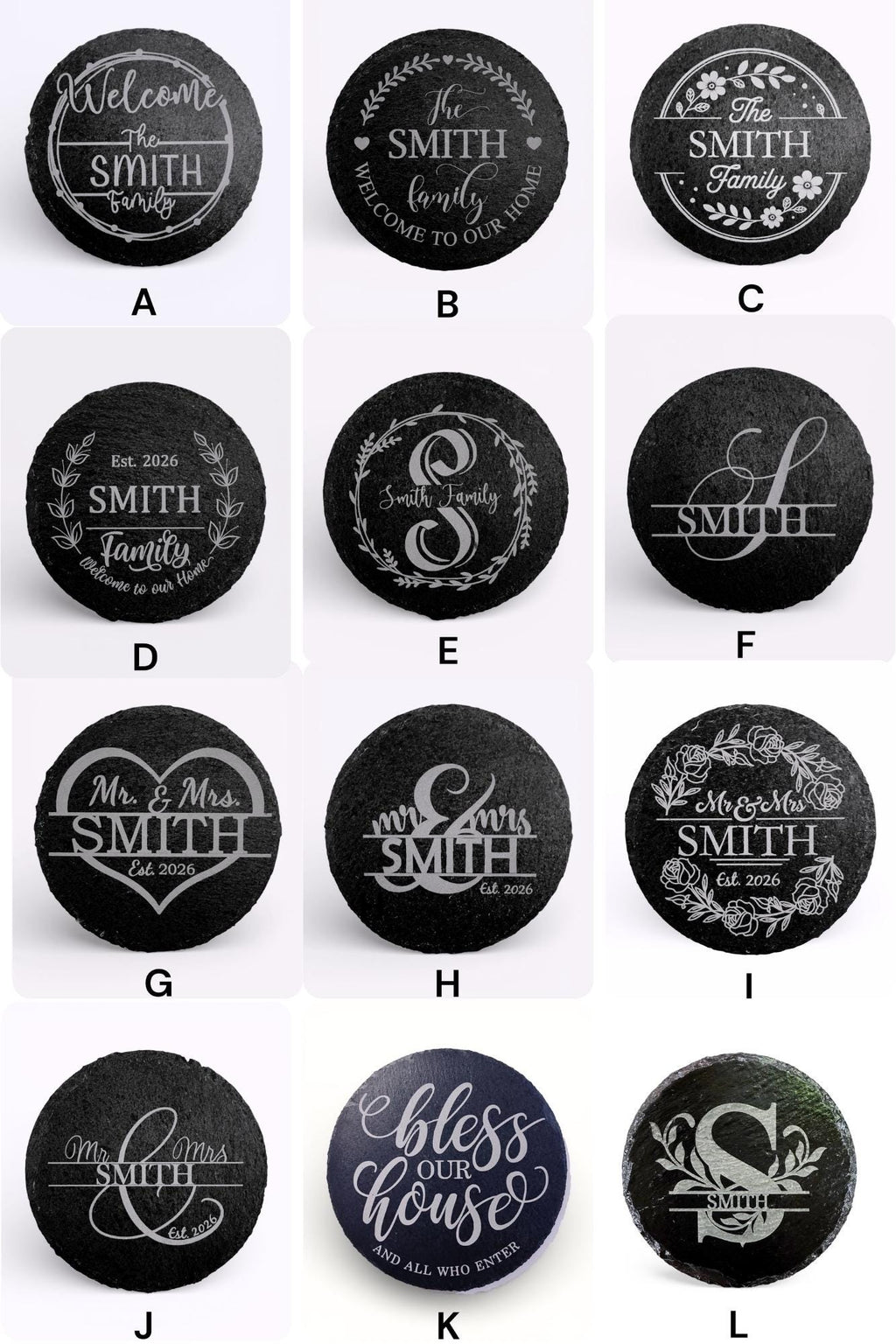 Personalized Engraved Slate Coaster