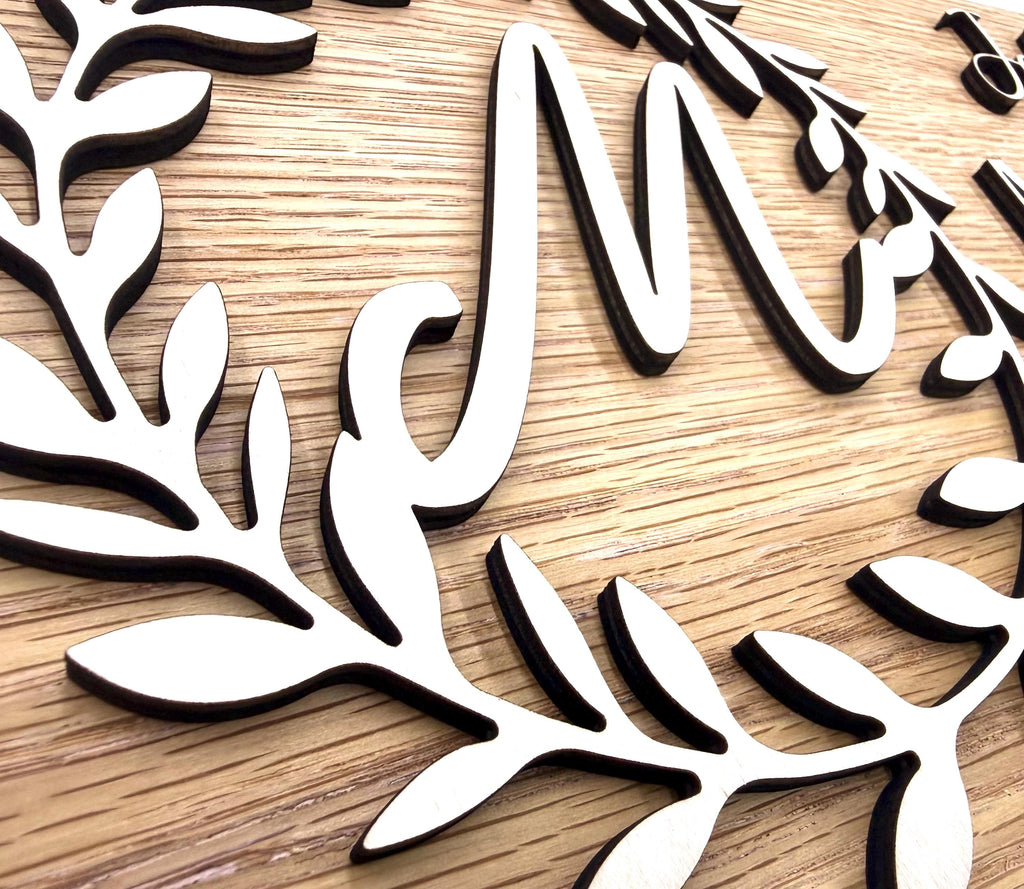 Personalized Couples and Family Name Laurel Wreath Design Sign