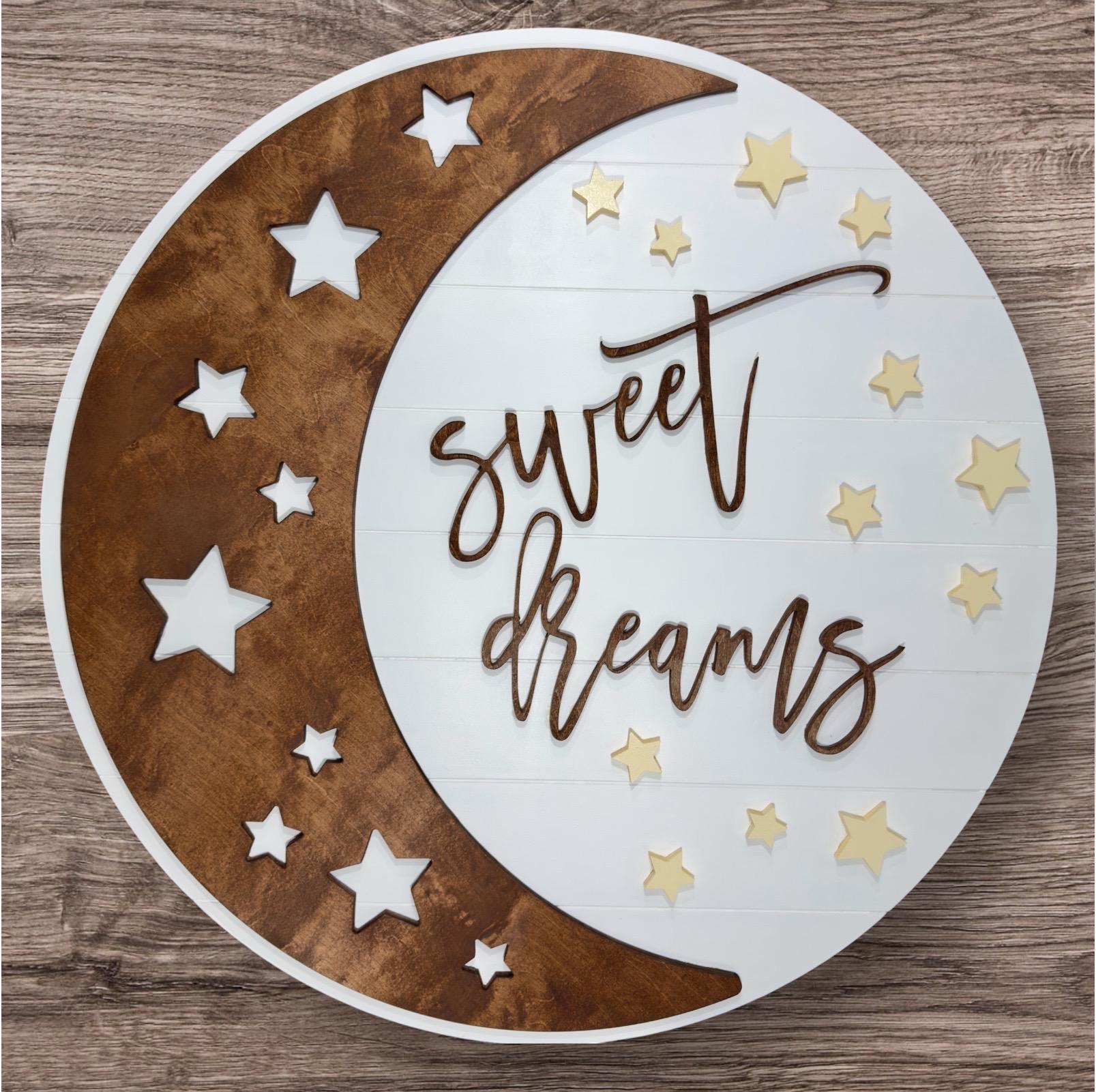 Multi-Layered Wood Moon and Stars Nursery Sign