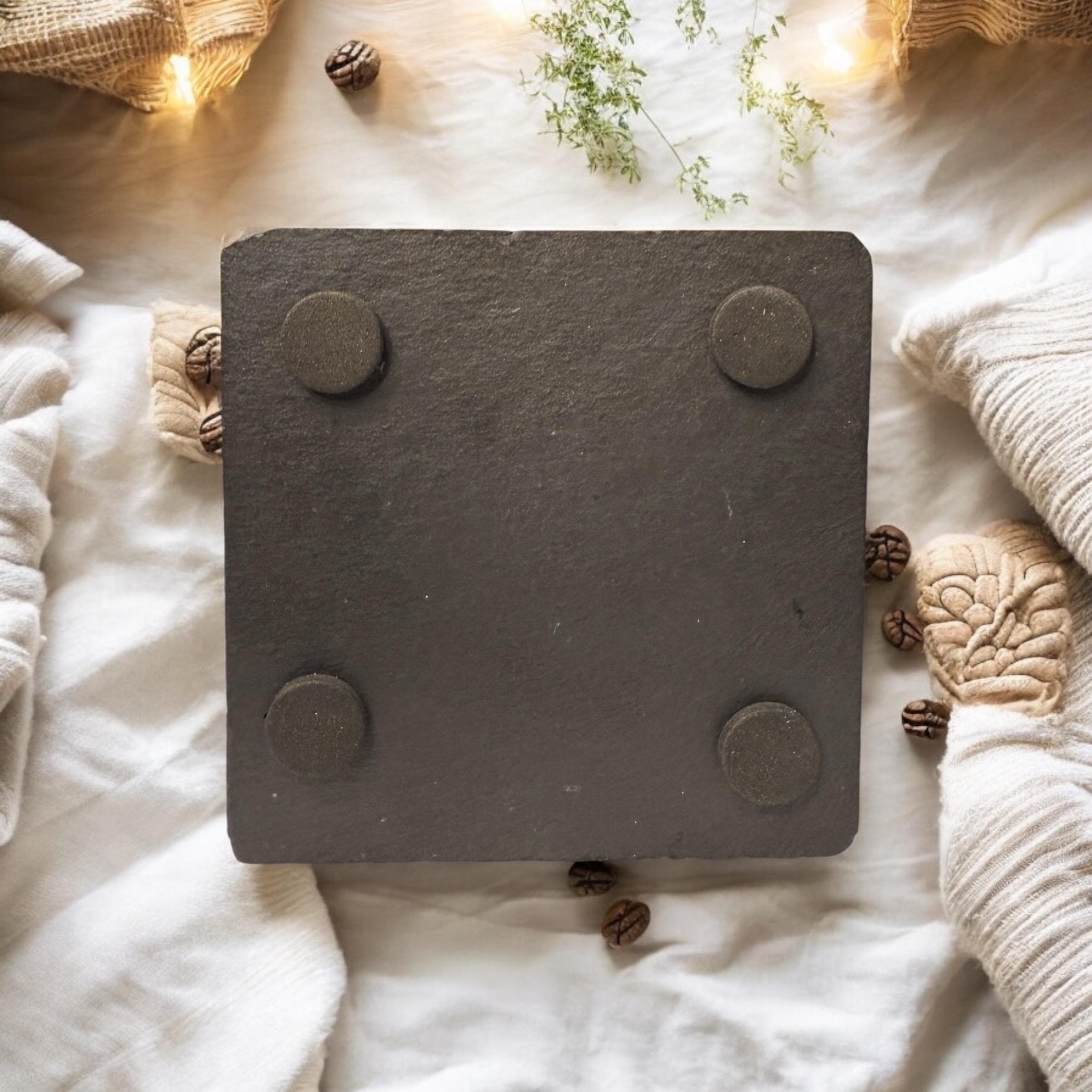 Personalized Monogram Square Slate Drink Coasters, Set of 4