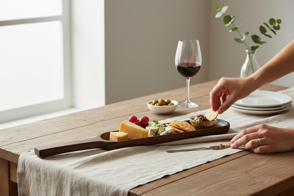 Handcrafted Walnut Serving Tray with Handle: Charcuterie Board