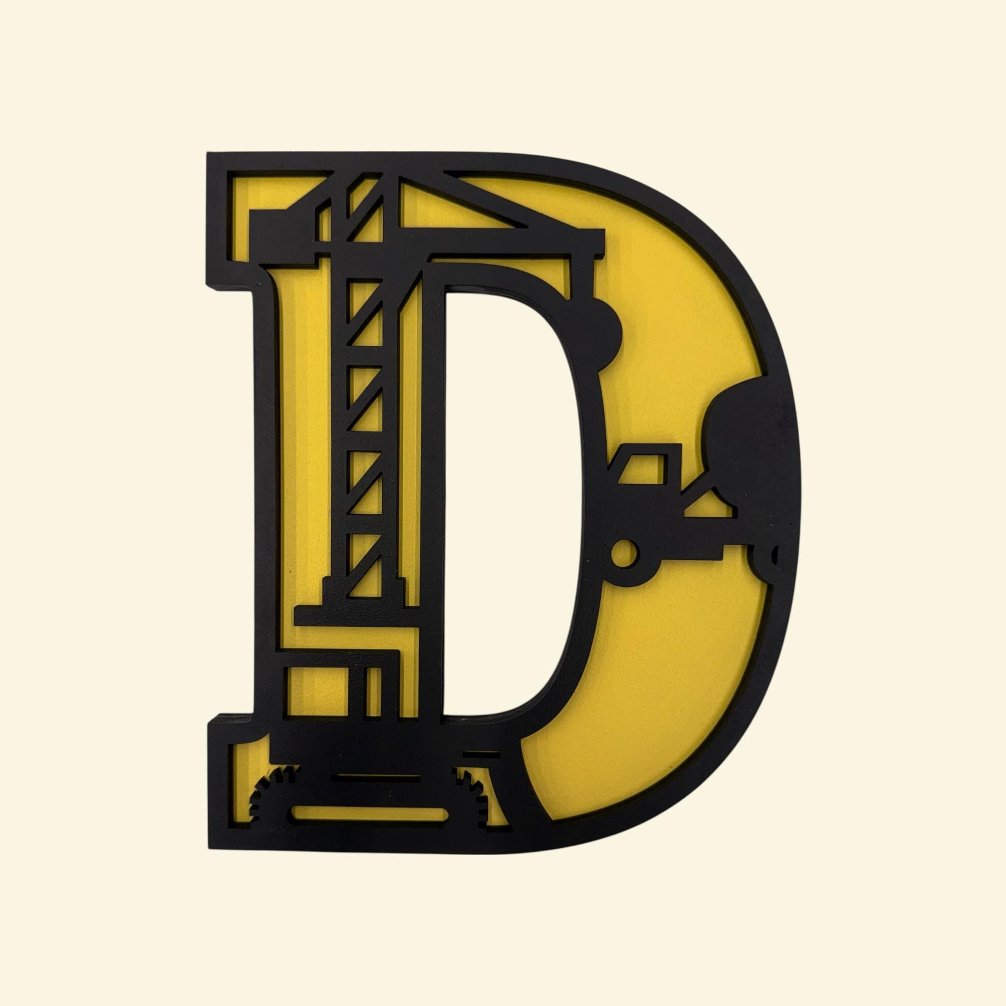Multi-Layered Construction Equipment Letters; 3D Alphabet; Excavator Crane Dump Truck Kids Wall Art; Personalized Name Sign for Boys Room