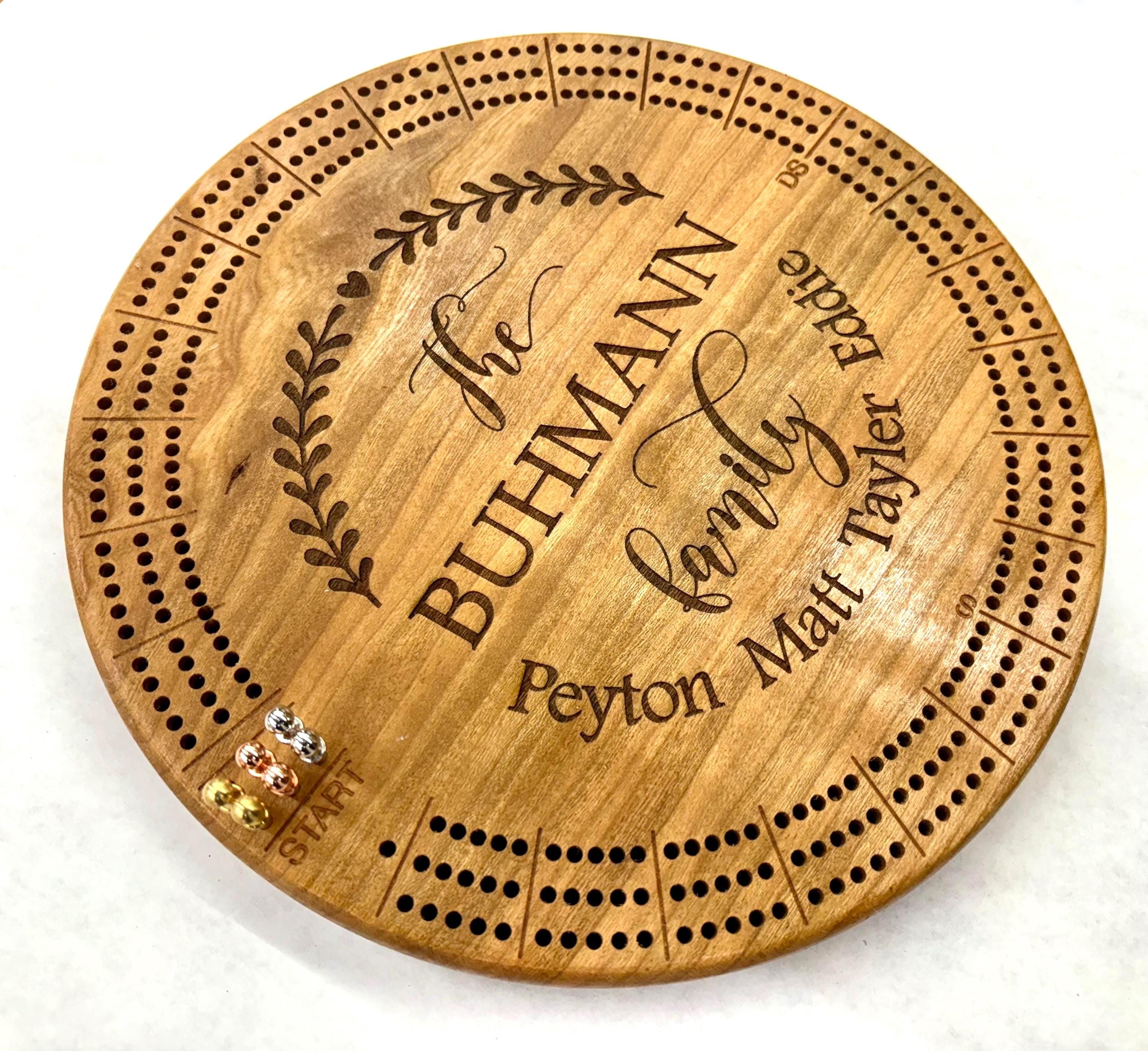 Custom Cherry Wood Cribbage Board/Family Name Personalization Designs/Housewarming and Wedding Gift