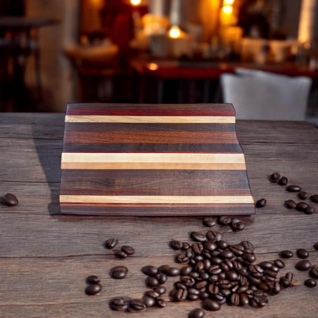Custom USA State Outline Wood Cutting Board; Handcrafted Maple, Walnut, Cherry Charcuterie; Home Decor Housewarming, Wedding, Birthday Gift
