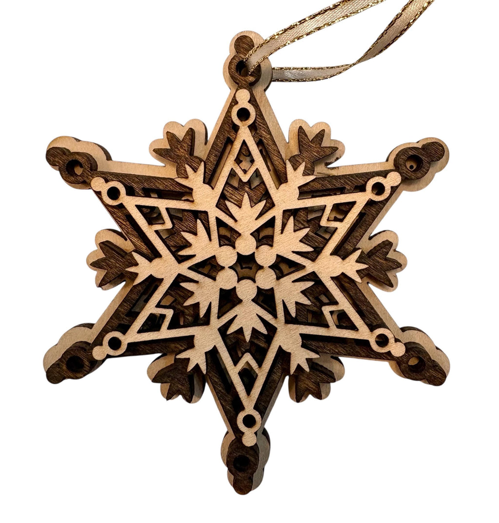 Laser Cut Birch 3D Ornament, Rustic Christmas Decor