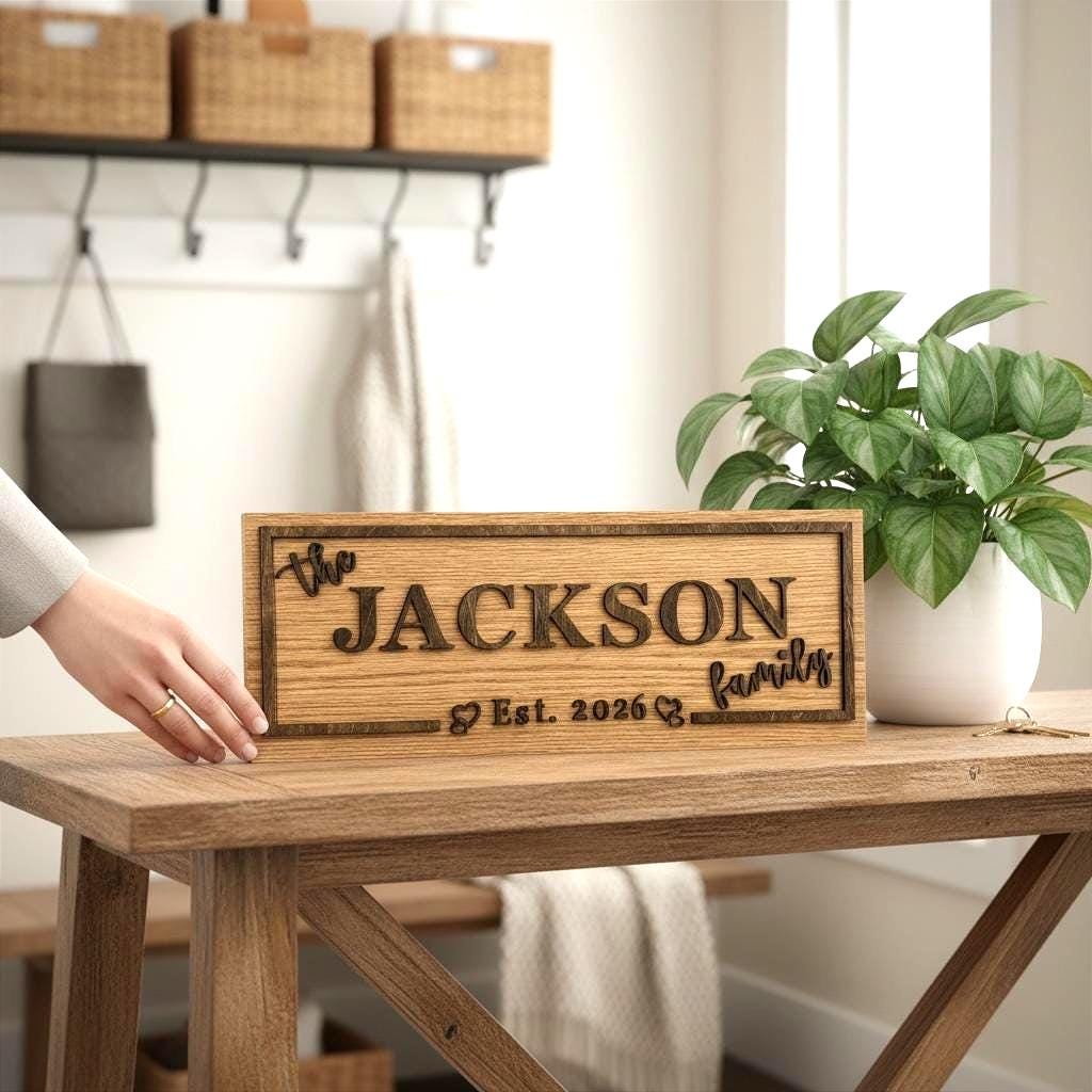 Custom Personalized Family Name Sign / Valentines Day, Boyfriend, Girlfriend, Fiance, Wedding, Anniversary Gift