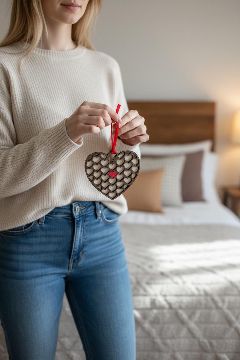Handmade Wood Heart Ornament
