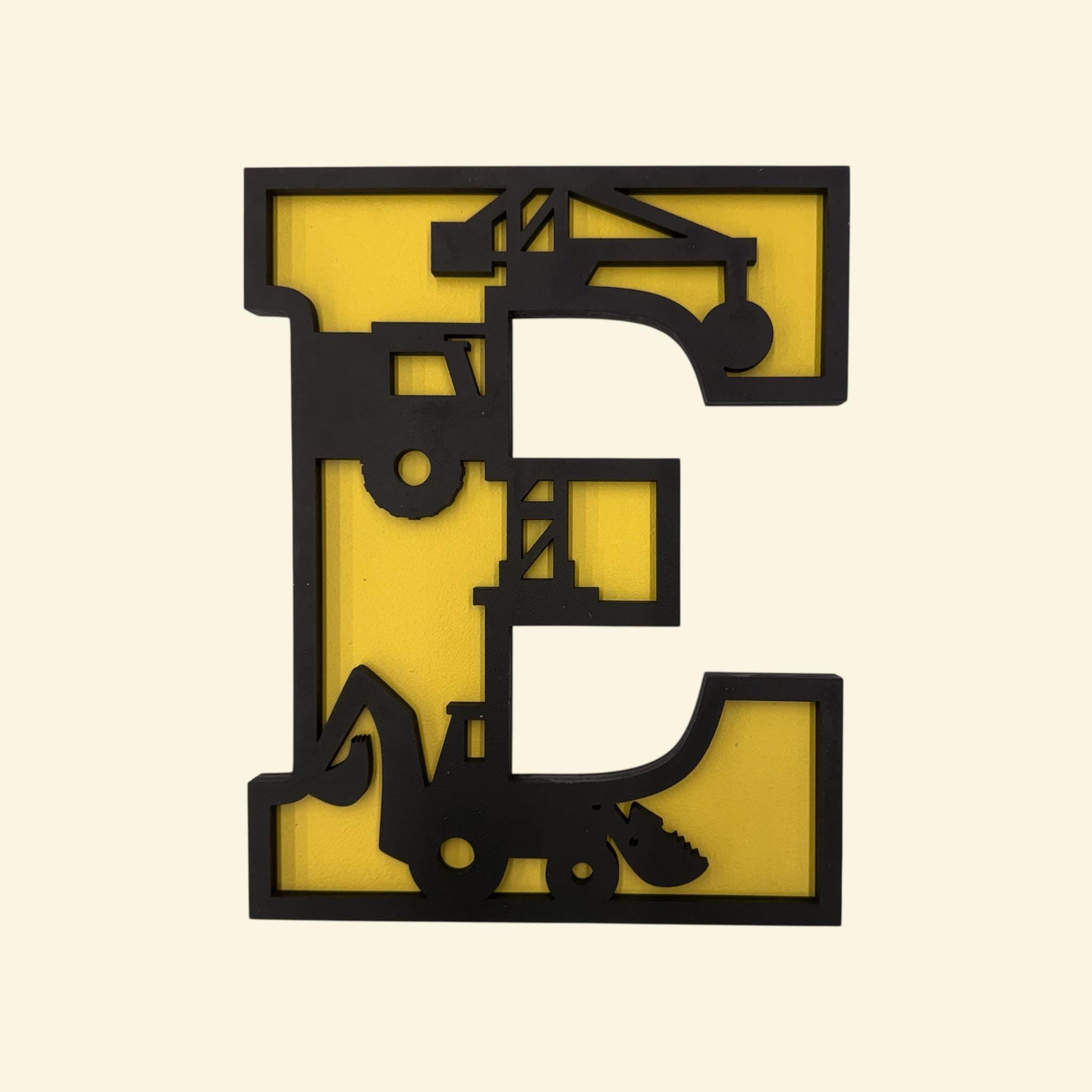 Multi-Layered Construction Equipment Letters; 3D Alphabet; Excavator Crane Dump Truck Kids Wall Art; Personalized Name Sign for Boys Room