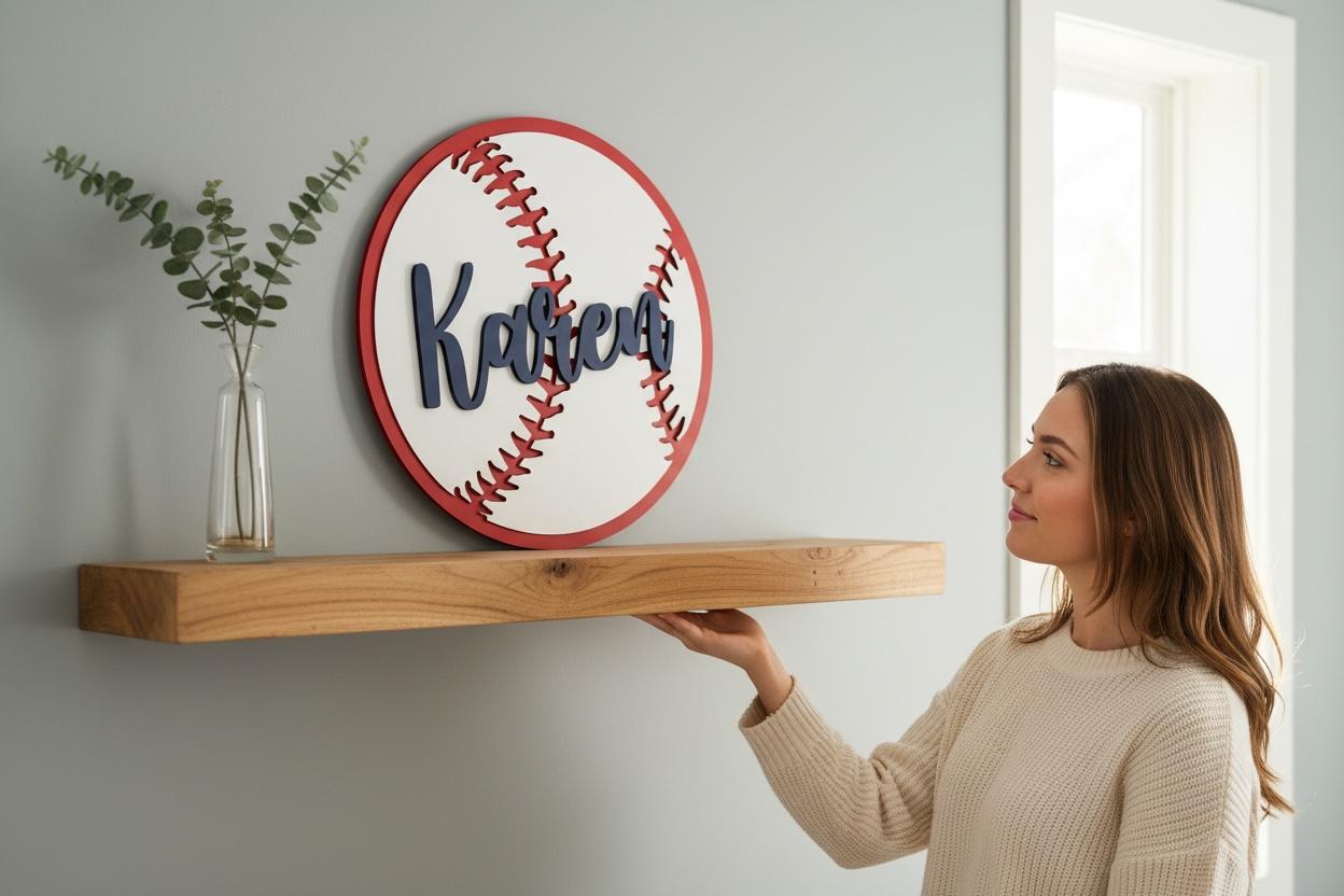 Baseball or Softball Themed Decorative Name Sign