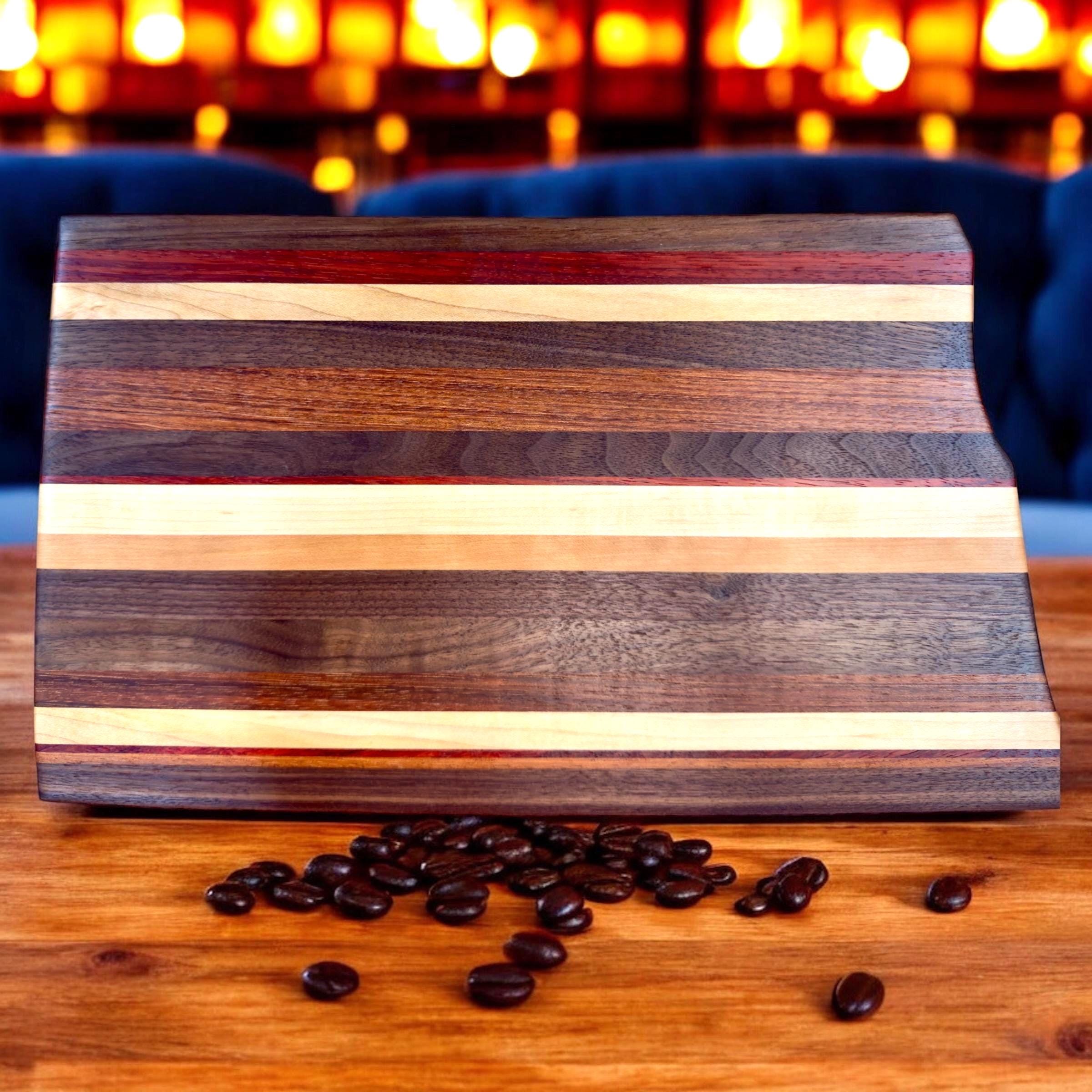 Custom USA State Outline Wood Cutting Board; Handcrafted Maple, Walnut, Cherry Charcuterie; Home Decor Housewarming, Wedding, Birthday Gift