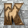 Multilayered Woodland Themed Letters – Wood Wildlife Name Sign – Mountain Nursery Wall Decor – Personalized Kid Child Playroom Letters