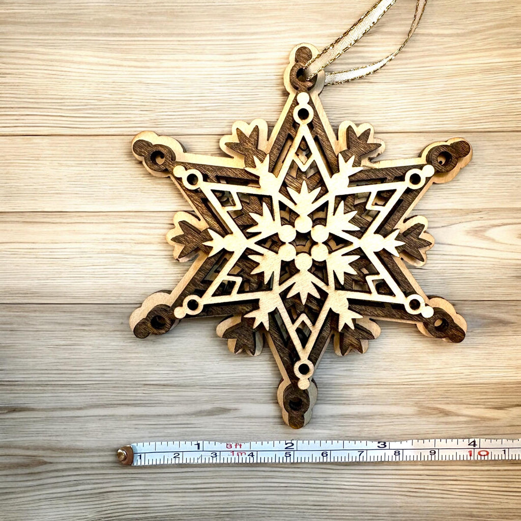 Laser Cut Birch 3D Ornament, Rustic Christmas Decor