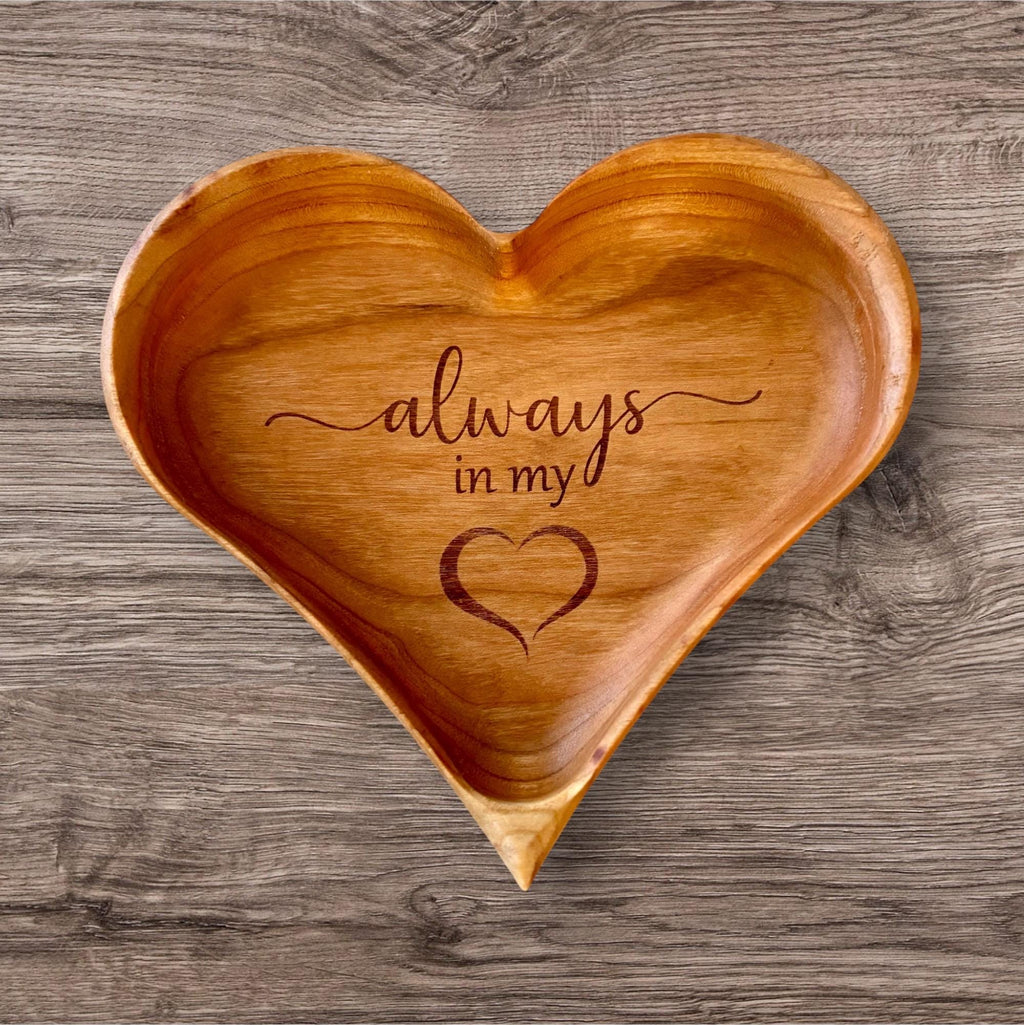 Solid Cherry Wood Heart Jewelry or Catch All Tray (Free Personalized Engraving)