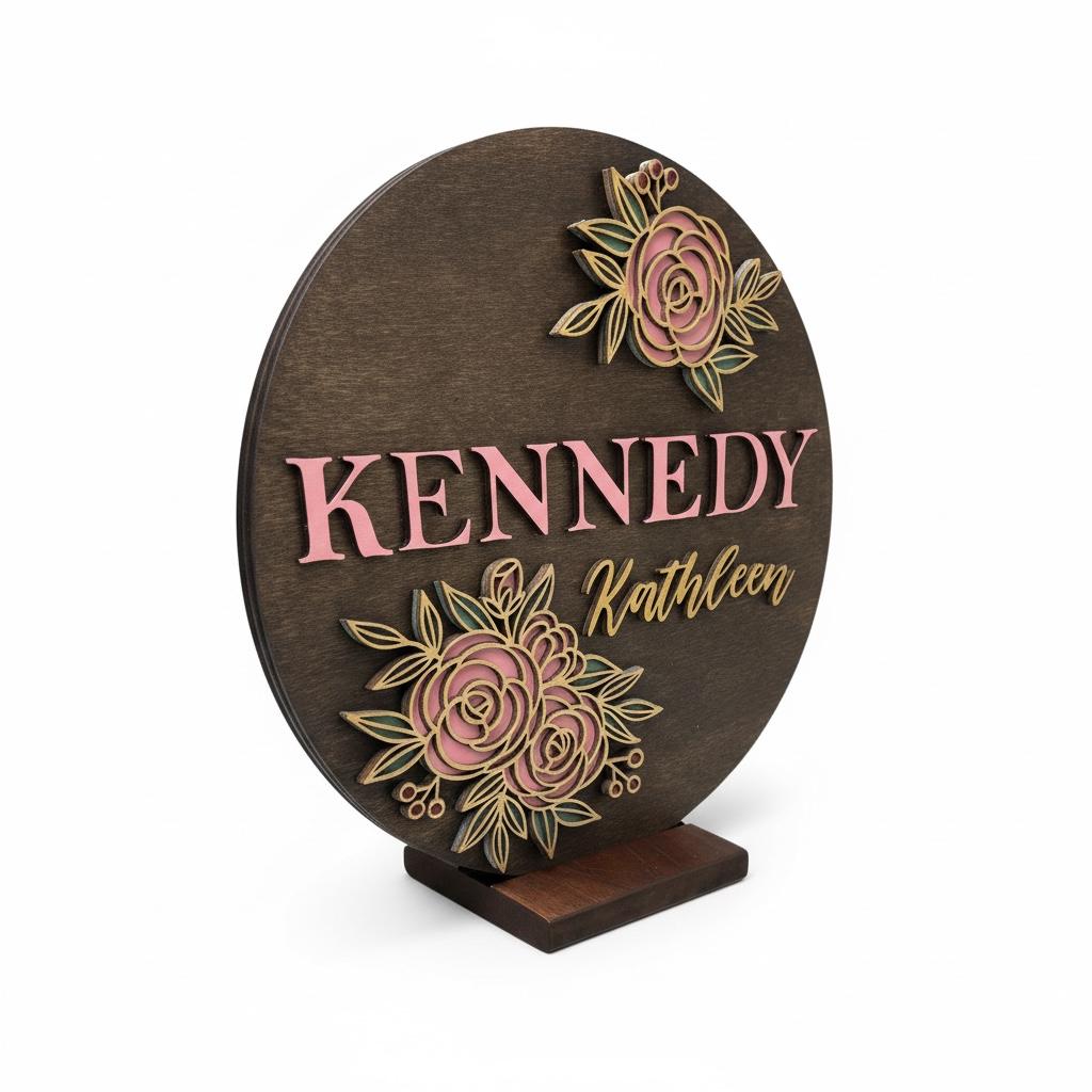 Custom Girl Name Flower Sign | Personalized Multilayer 3D Nursery or Kids Room Decor