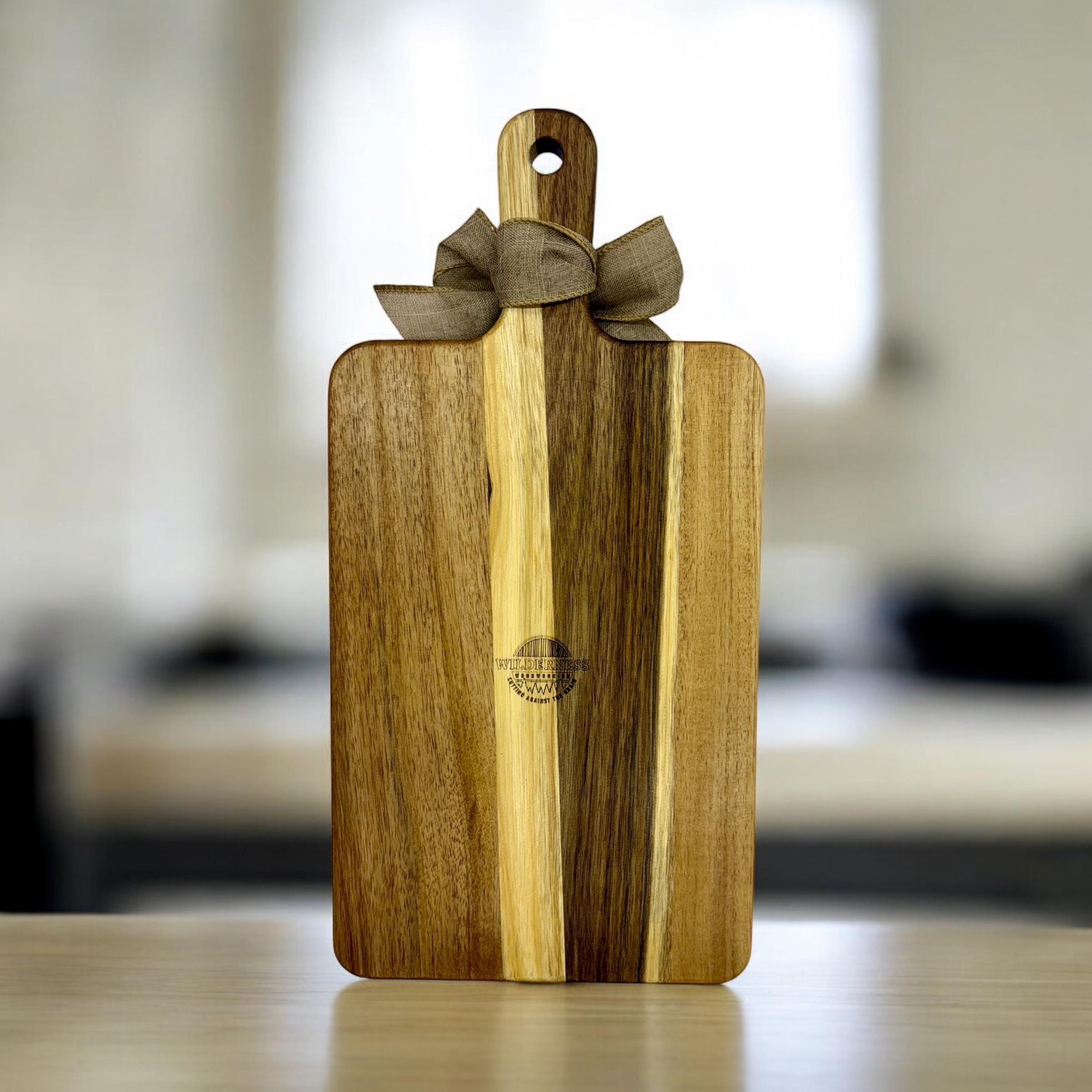 Personalized Acacia Wood Cutting Board, Engraved Charcuterie Serving Board