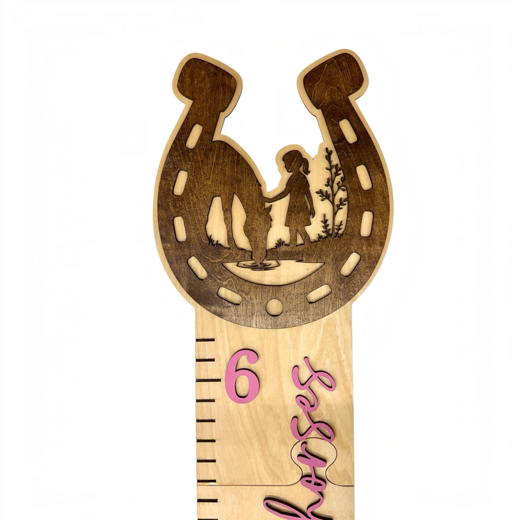 Girl Nursery Growth Chart | 3D Birch Wood Height Chart | Horse Cowgirl Ruler | Personalized Horse Decor | Just a Girl Who Loves Horses