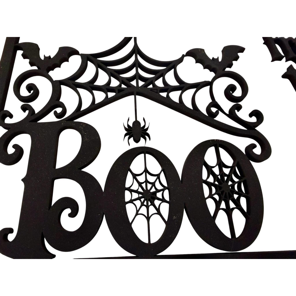 Personalized Halloween BOO Crew Door Sign; Fall Family Name Door Hanger Decor; Farmhouse Porch Entryway Rectangular Decoration