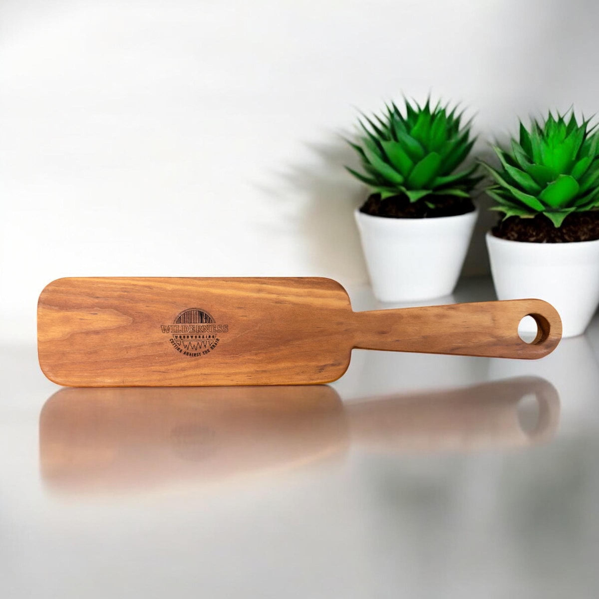 Handcrafted Cherry Wood Serving Tray with Handle: Charcuterie Board